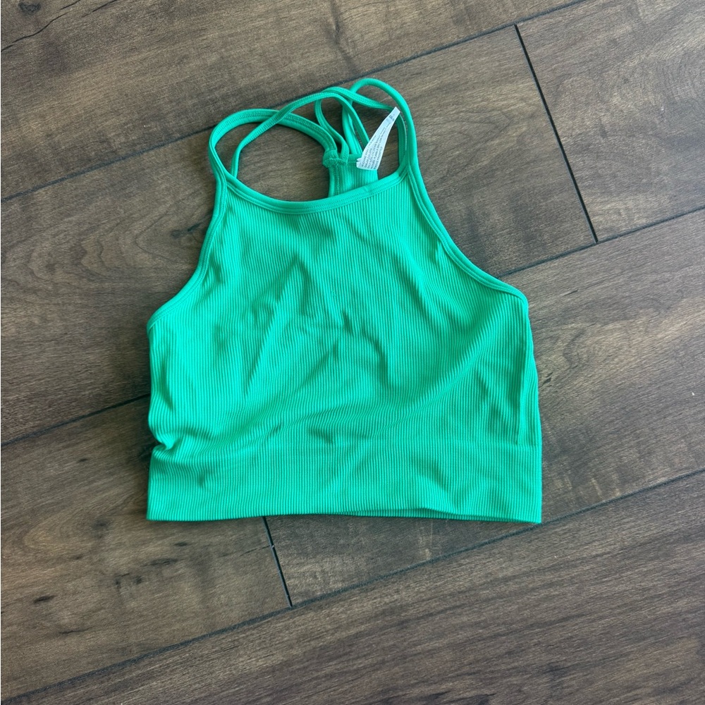 Altar’d State Green Ribbed Crop Top